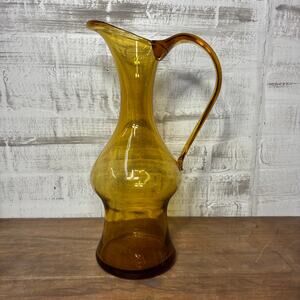 Mid Century Amber Glass Vase / Pitcher